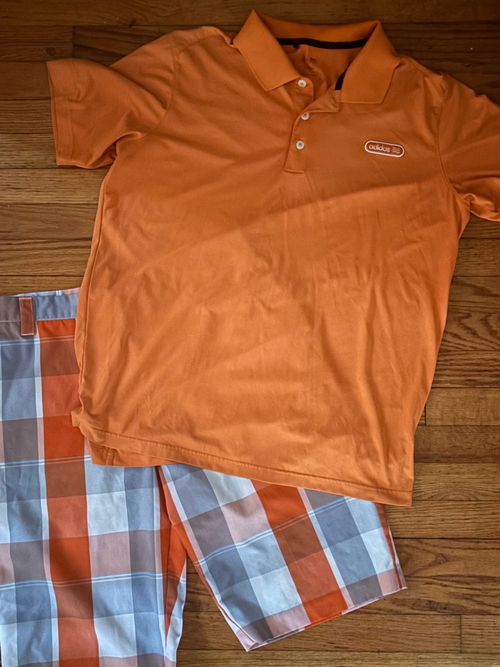 adidas Orange, gray & white Plaid Men's matching set - Picture 5 of 9